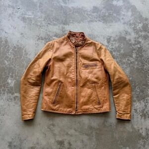 Vintage Schott Cafe Racer Caramel Burnt Orange patina biker moto jacket 14